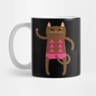 Brown Cat Wearing a Pink Bikini Swimsuit Mug